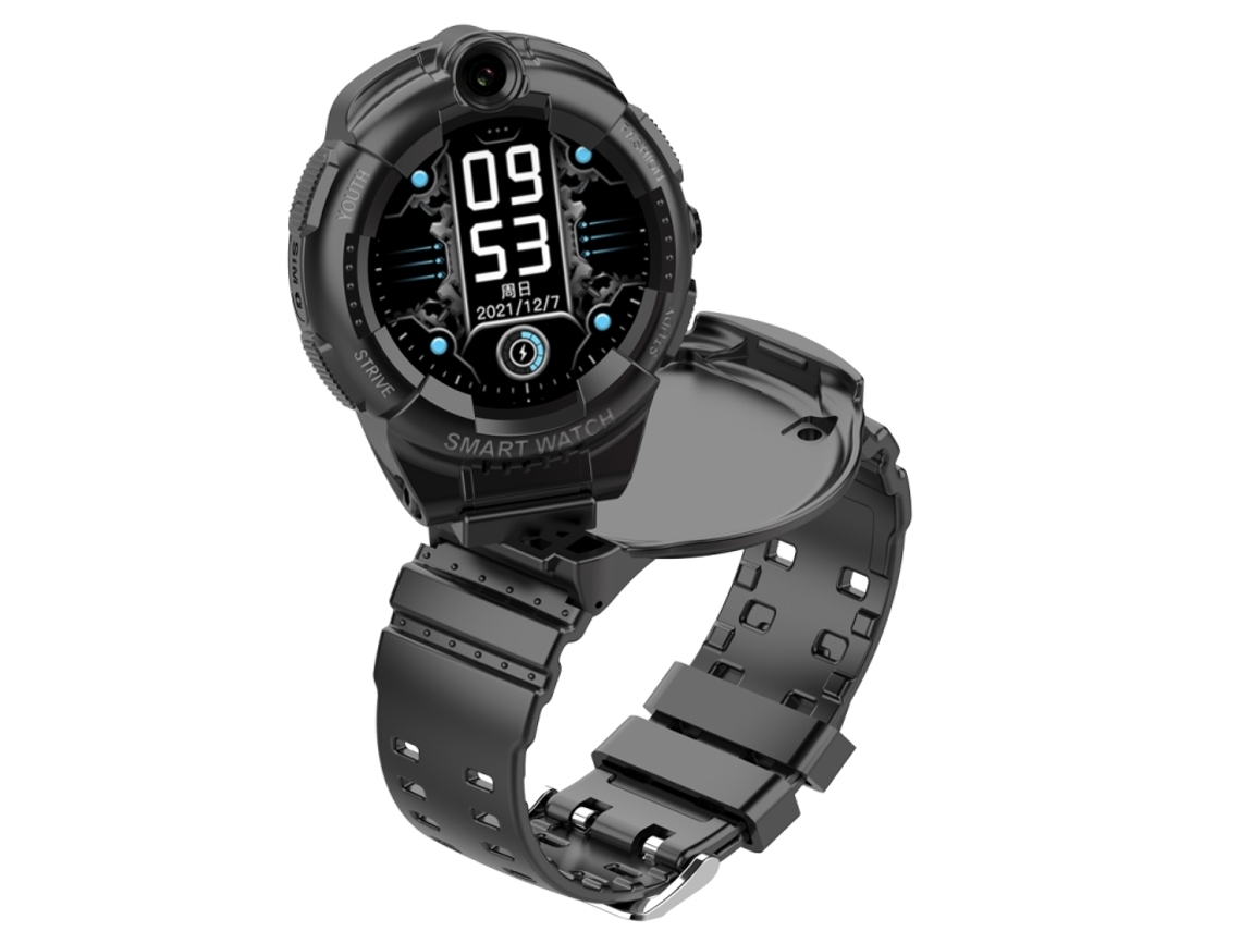 Smartwatch Infantil 4g De 1,28 Polegadas Com Câmera Dupla Giratória E Função Sos (preto)