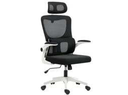Poltrona De Escritório Regulável Reclinável Com Apoio De Cabeça Amovível Em Tecido Rede, 60x59x114-122 Cm, Preta