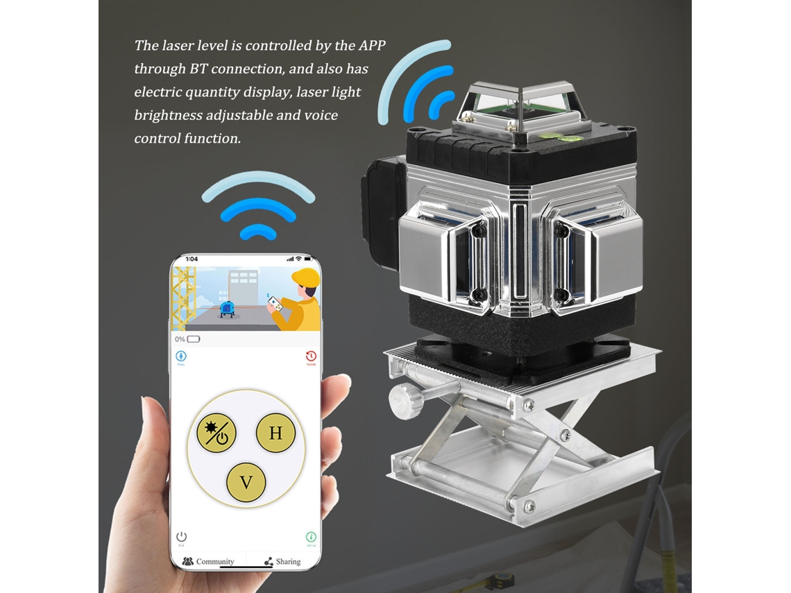 Nível Laser Multifuncional 16 Linhas com Função de Auto nívelamento 3°, Linhas Verticais Horizontais e Obliquas para Parede e Solo