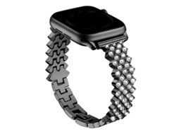 Bracelete para Apple Watch 46/49/45/44mm Liga de Zinco com Diamante Rômbico Ouro Rosa XIAOMOYU