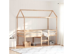 Vidaxl Cama Alta Com Telhado 90x200 Cm Pinho Maciço