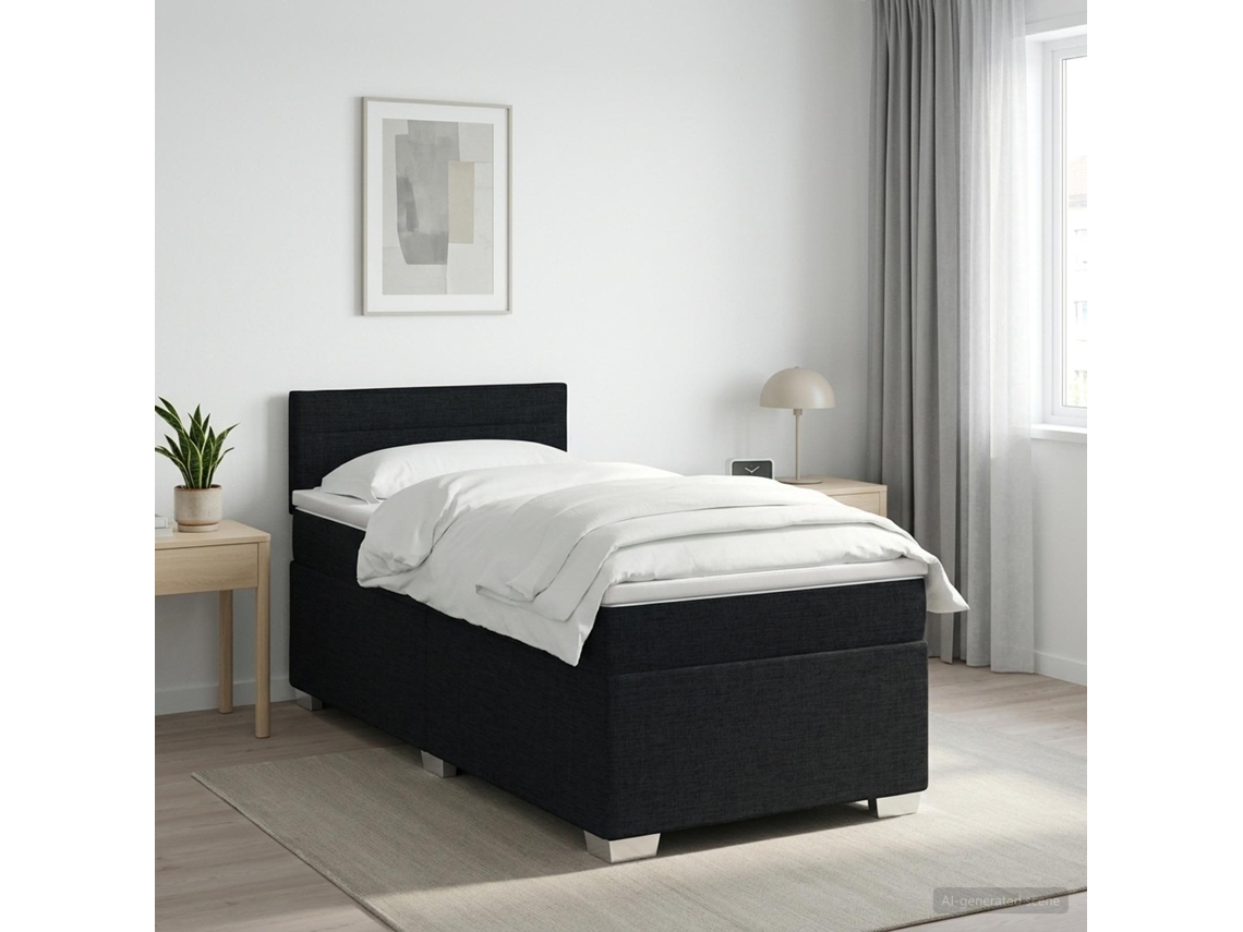 Vidaxl Cama Box Spring Com Colchão Preto 80 X 200 Cm Tecido