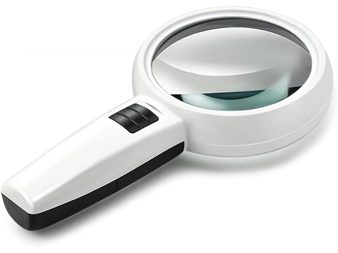 Lupa Iluminada, Lupa de Bolso Grande com Ampliação 30x, 3 Lentes Iluminadas por Led BRILVIBERA (para Leitura, Soldagem, Inspeção)