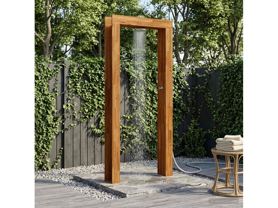 Vidaxl Chuveiro Externo 226 Cm Madeira Acácia Maciça E Aço Inoxidável