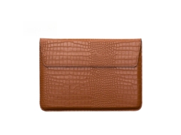 Capa para Portátil HEXINYIGJLY Pu 13.3 com Suporte para Macbook Air A3240 M4/a2681 M2/a1466 A1369 Marrom Crocodilo