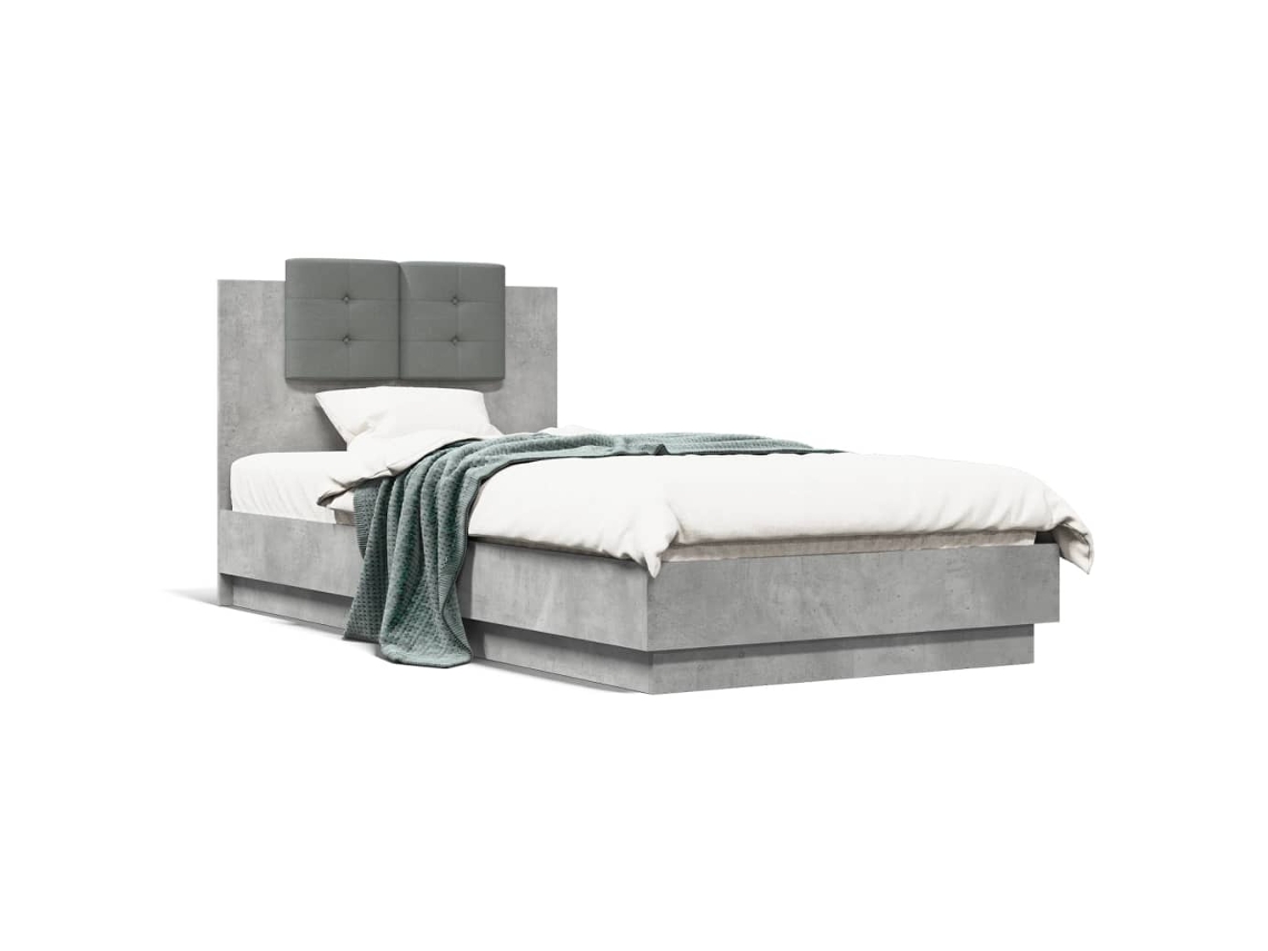 Bed Frame, Bed Frames Vidaxl Cinzeto Madeira Processada (75 X 190 Cm)