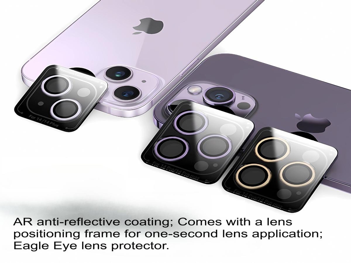 Protetor De Lente De Câmara Para Iphone 13 Mini Lurelia Eagle Eye Vidro E Aro Metálico Roxo