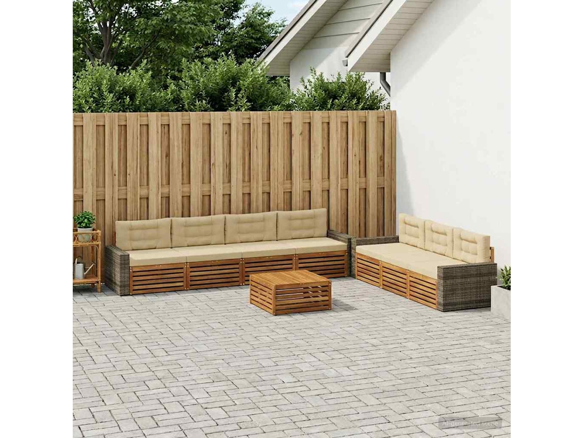 Vidaxl Conjunto De Sofás Para Exterior 8 Unid. Natural E Bege