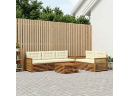 Vidaxl Conjunto De Sofás Para Exterior 6 Unid. Natural E Creme