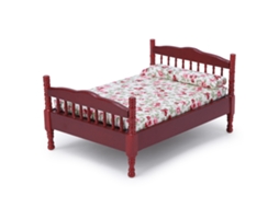 Mali cama Miniatura para Casa de Bonecas 1:12 Madeira Branco Marrom Pequenas Flores Decorativa