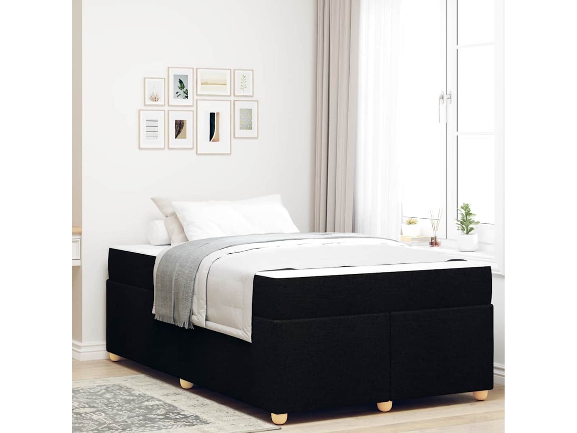 Vidaxl Estrutura da Cama com Colchão Preto 120 X 190 Cm Tecido