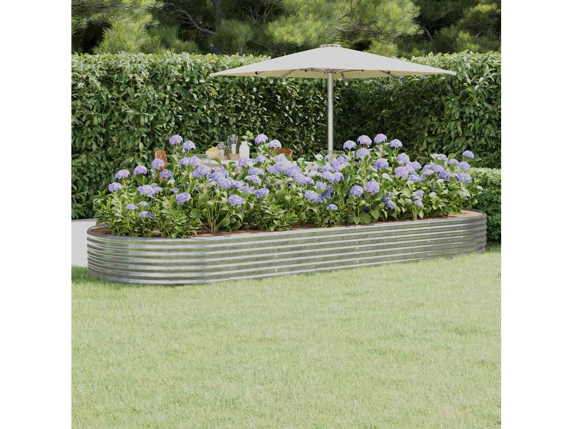 Vidaxl Canteiro Elevado Jardim 373x140x36 Aço Galvanizado Prateado