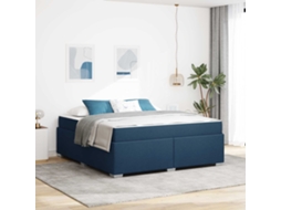 Vidaxl Estrutura Da Cama Com Colchão Azul 180 X 200 Cm Tecido