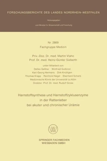 Livro Harnstoffsynthese Und Harnstoffzyklusensyme in Der Rattenleber Bei Akuter Und Chronischer Ureamie de Martin Vlaho (Inglês)