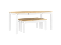 Conjunto de Jantar Panama Madeira Pinho Maciça Branco MAISON EXCLUSIVE