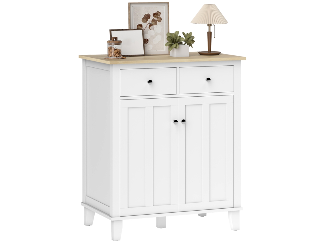 Buffet de Cozinha com 2 Portas, 2 Gavetas e Prateleiras 76x48x91cm Branco BTFORUS