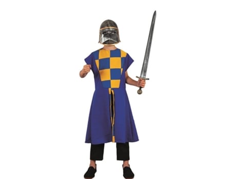Fato medieval xadrez azul ou túnica para criança