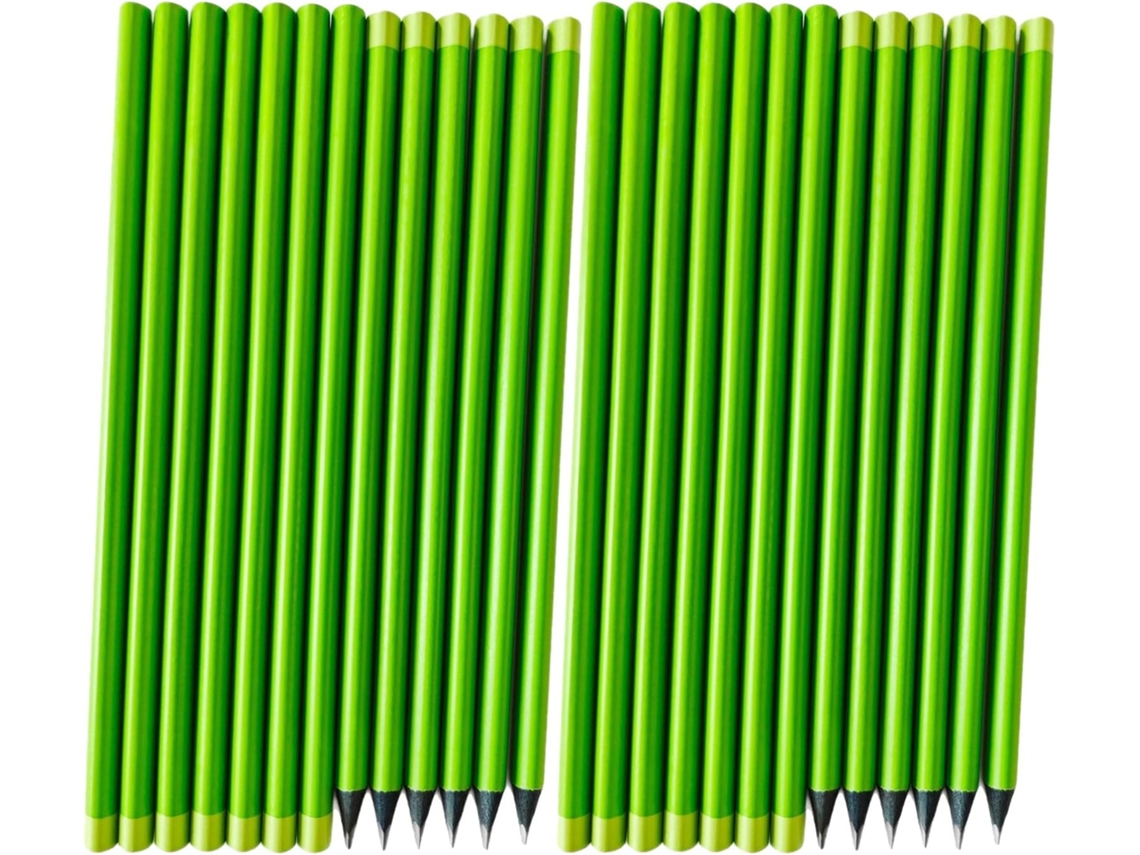 Pacote com 50 Lápis de Madeira Hb Verdes com Corpo Triangular em Madeira, para Material Escolar CHABERLU