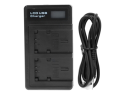 Cargador De Bateria Plástico Com Tela Lcd Para Bateria De Camera, Carga Dupla Para Np‑fv100