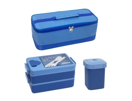 Lancheira Isolada Dupla Camada para Trabalhador de Mesa Dividida com Caixa de Molho Lancheira Portátil para Estudantes Azul XLT
