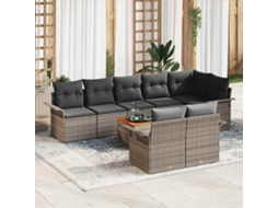 Vidaxl Conjunto De Sofá De Jardim 9 Pcs Cinzeto Vime Pe