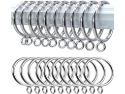 20 Anéis de Metal, Plata, 38mm, para Cortinas y Chuveiros | S/MARCA