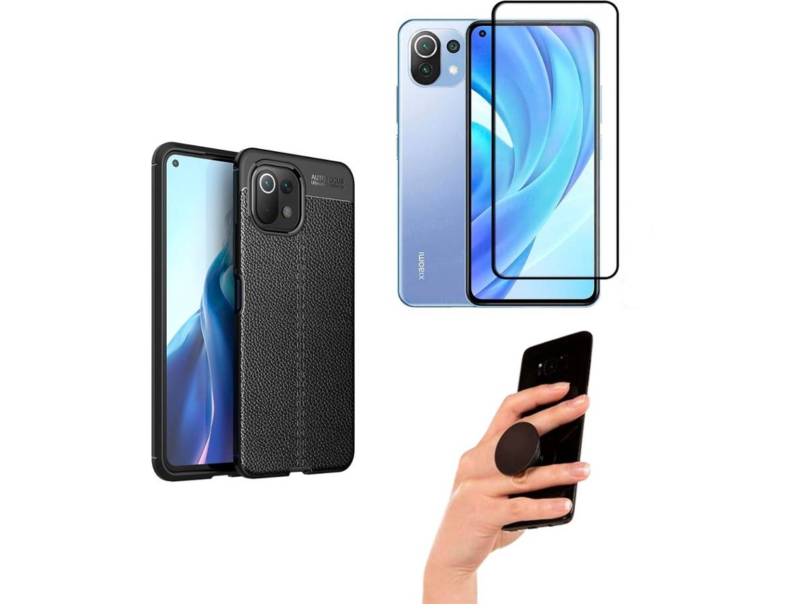 Kit Película Full Cover Xiaomi Mi 11 Lite 4G PHONESHIELD Rugged Leather Preto