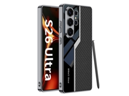 Capa Hexinyigjly Para Samsung S26 Ultra, Estrutura Tpu E Pele Pu, Fina, Antichoque Preto