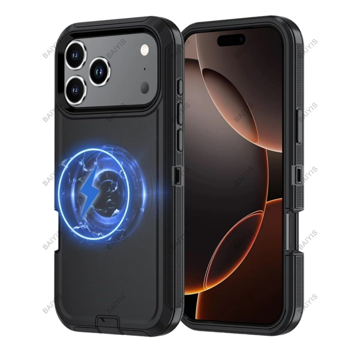 (preto, Iphone 16 Pro Max) Capa Protetora Resistente A Impactos, Compatível Com Carregamento Sem Fio Magnético Magesafe.