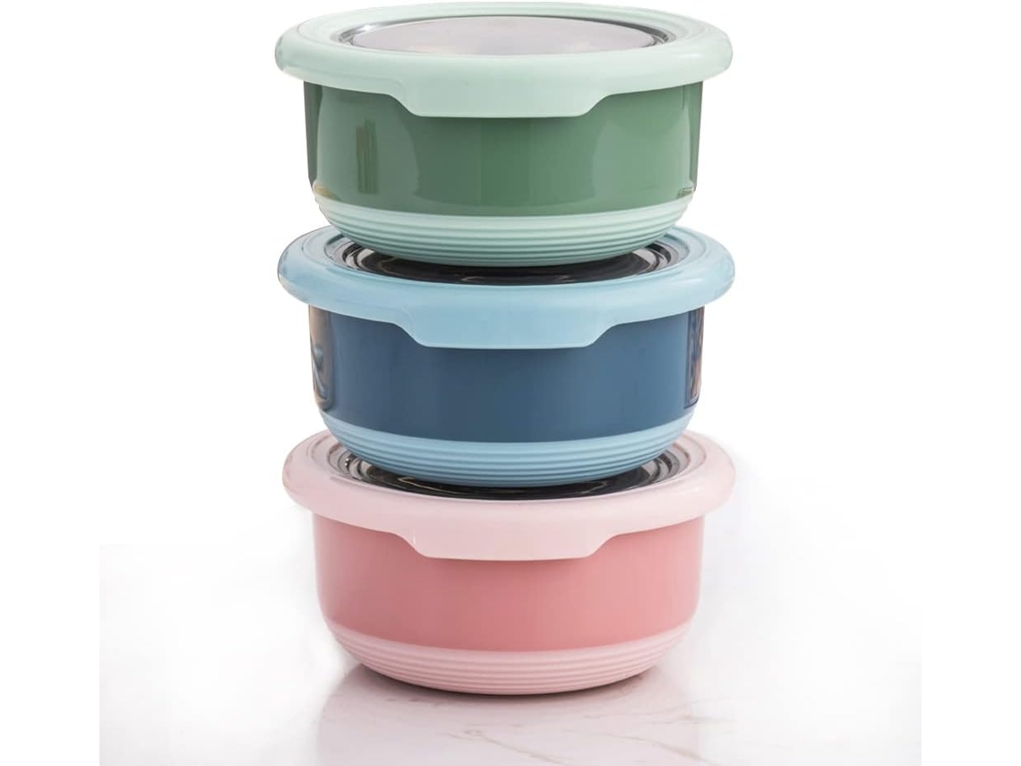 Conjunto De 3 Potes De Aço Inoxidável Para Molhos, Condimentos, Saladas E Pastas, Capacidade De 220 Ml Cada. Ideais, Tampas