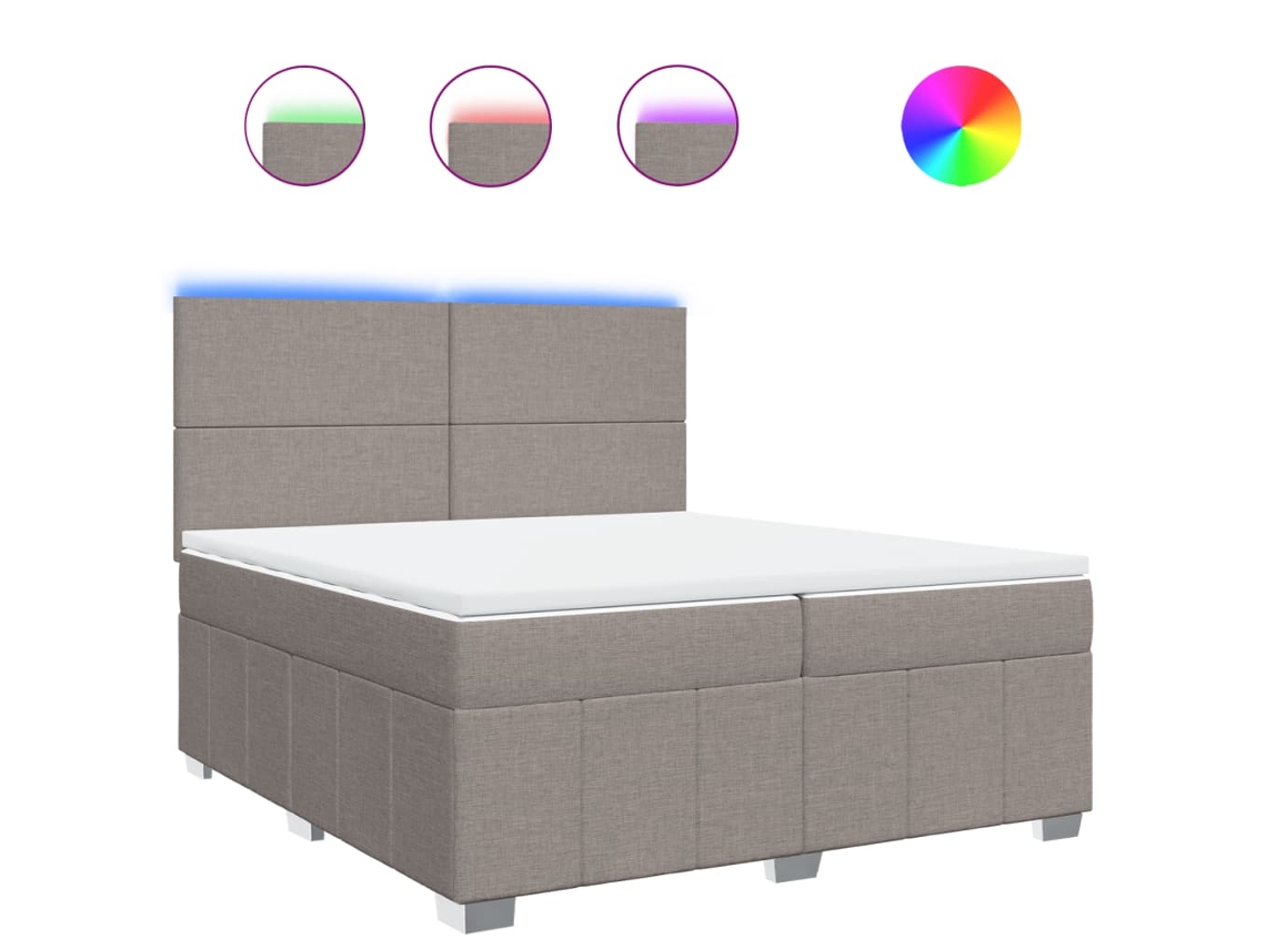 Box Spring Bed, Box Spring Beds Vidaxl Cinzento-acastanhado Tecido (200 X 200 Cm)