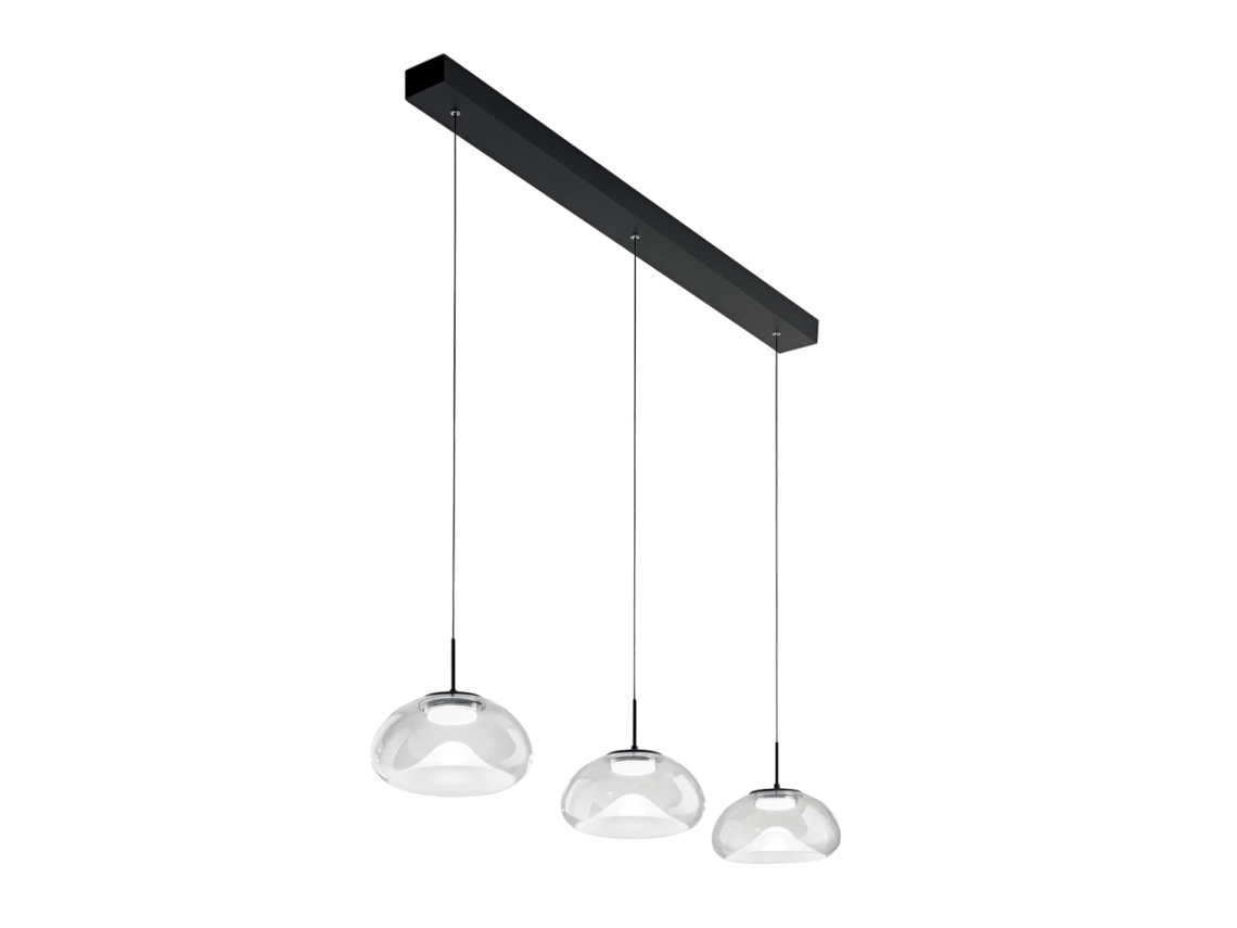 Brena Luminária Pendente Fabas Luce 3 Luzes Led 30w Regulável Design Linear Transparente
