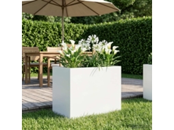 Vidaxl Vaso De Jardim Branco 60 X 40 X 50 Cm Aço Laminado A Frio