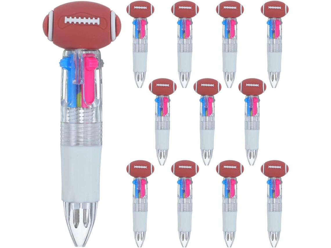 Conjunto De 12 Canetas Esferográficas Divertidas Com Tema De Futebol: Mini Multicoloridas Desenhos De