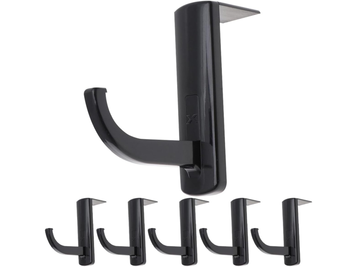 Conjunto De 6 Ganchos Para Pendurar Fones Ouvido, Portáteis E Com Acabamento Em Plástico Preto Polido, Ideais Para