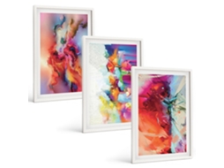 Conjunto De Pinturas Formas Abstratas Coloridas Espelharte (3 Peças 40x60 Cm)