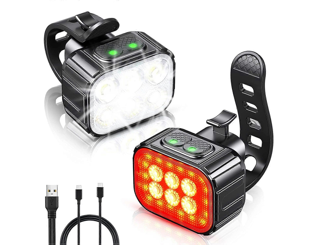 Rebe-kit De Luces Para Bicicleta Super Brillante, Led Recargable Usb, Luz Delantera Y Trasera Para Ciclismo Nocturno, Impermeable Ip65