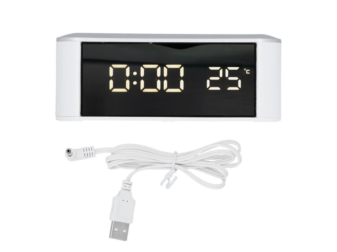 Relógio despertador LED com tela sensível ao toque, multifuncional, com termômetro e USB | S/MARCA
