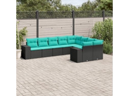 Conjunto de Sofá de Jardim com 8 Peças e Almofadas em Rattan Sintético Cinza VIDAXL