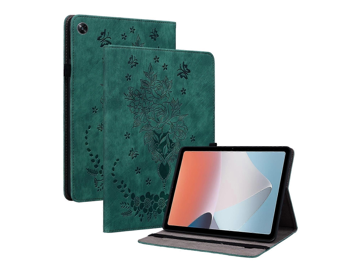 Capa De Couro Com Estampa De Borboleta E Rosa Para Tablet Oppo Pad Air