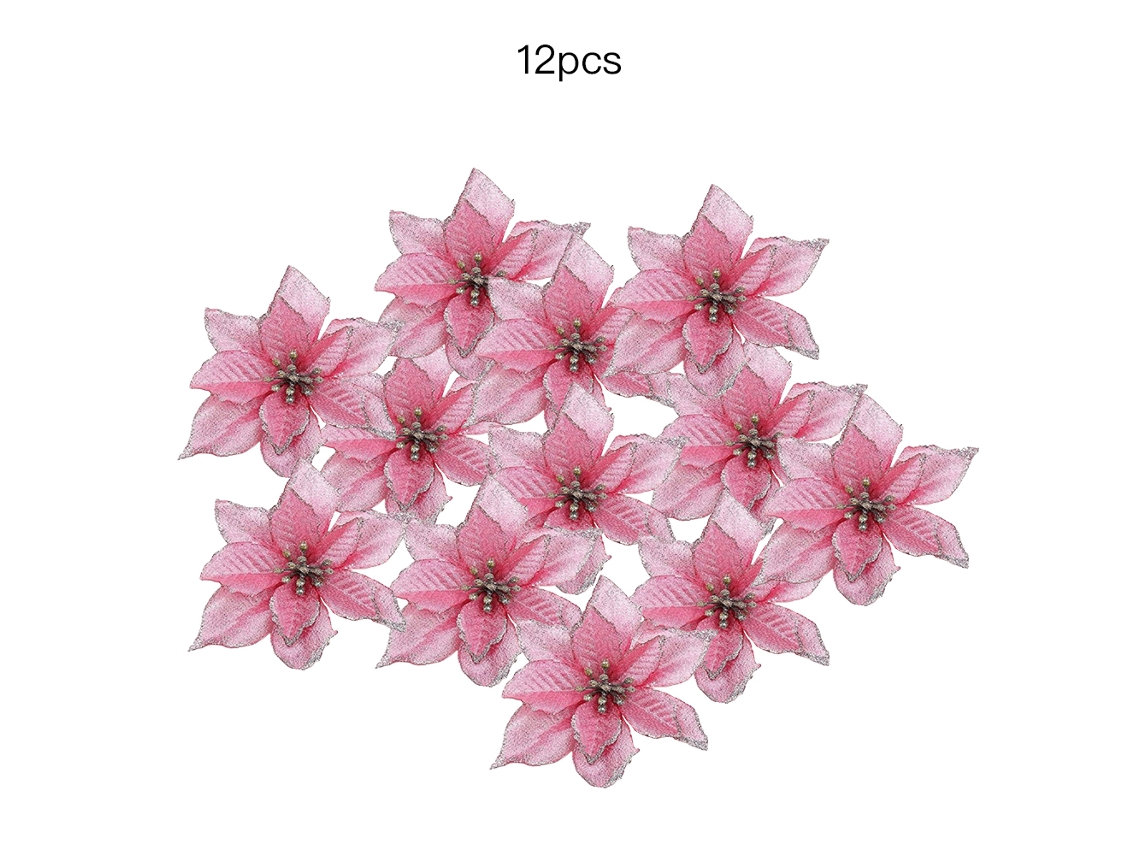 Flor de Natal Artificial Árvore Grande 13cm 12un/pacote