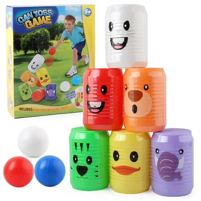 Jogo De Arremesso De Latas, Contém 6 Latas E 3 Bolas.