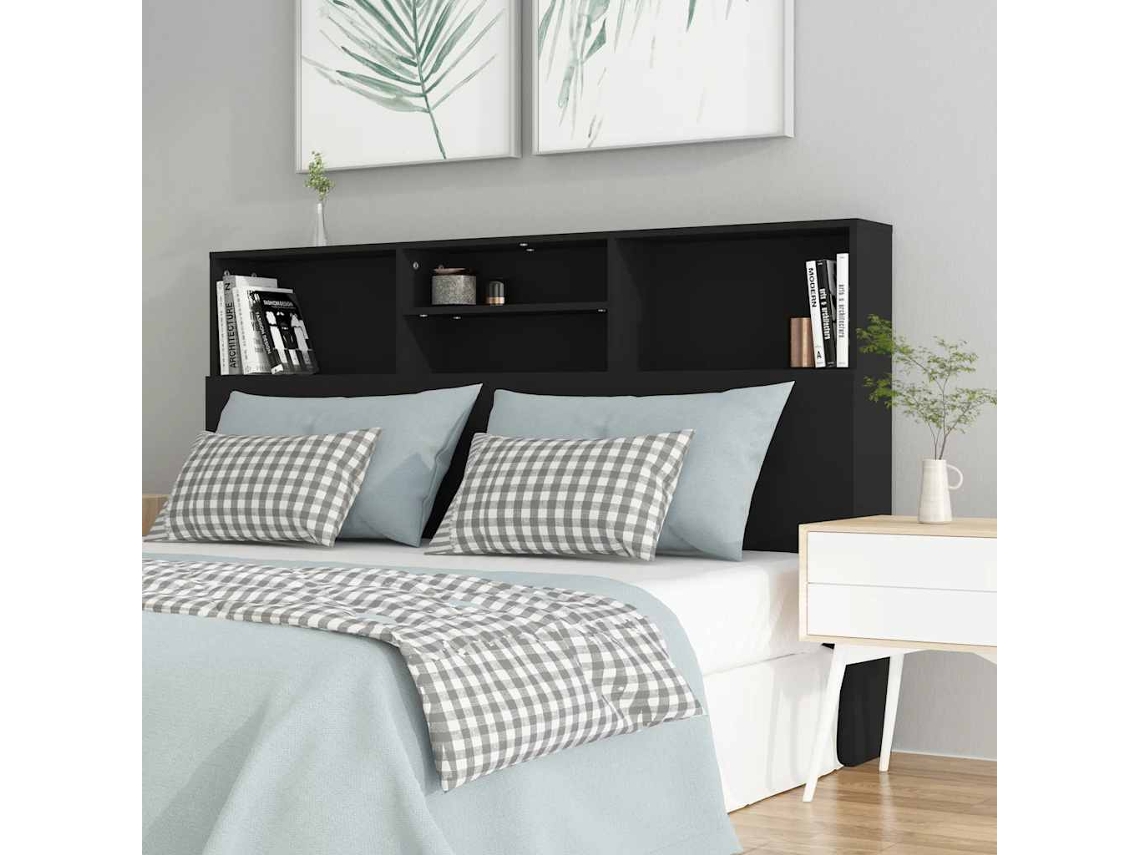 Vidaxl Armário De Cabeceira 160x19x103,5 Cm Preto