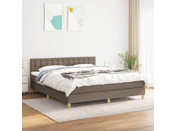 Vidaxl Cama Com Molas/colchão 160x200 Cm Tecido Castanho-acinzentado