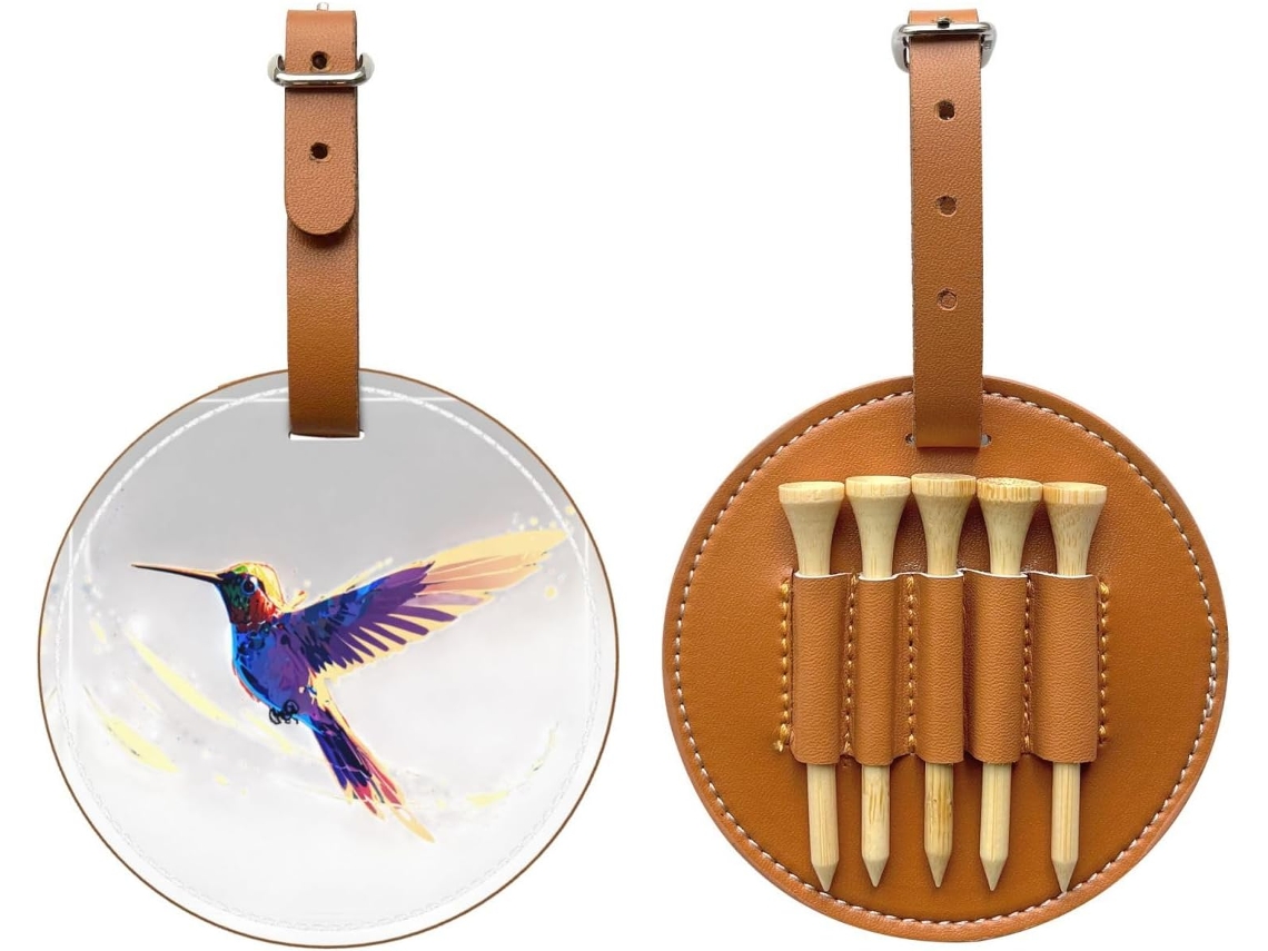 Bolsa para Tees de Golfe com estampa de beija-flor, preta, fácil de transportar e eficiente, S/MARCA