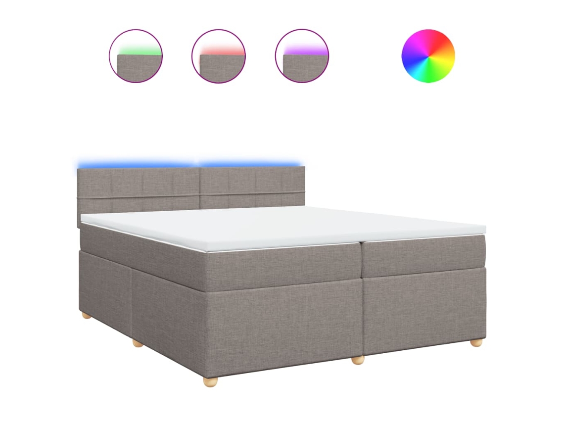 Box Spring Bed, Box Spring Beds Vidaxl Cinzento-acastanhado Tecido (200 X 200 Cm)