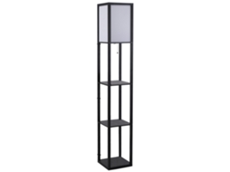Candeeiro de Pé Com Prateleiras Mdf, Acrílico Cor Preto 26x26x160cm Homcom