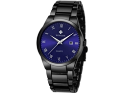 Lurelia Relógio Masculino, Movimento De Quartzo, Analógico, Duplo Fuso/mostrador, Aço Inoxidável, Vidro Mineral, Resistente À Água, Preto, Azul