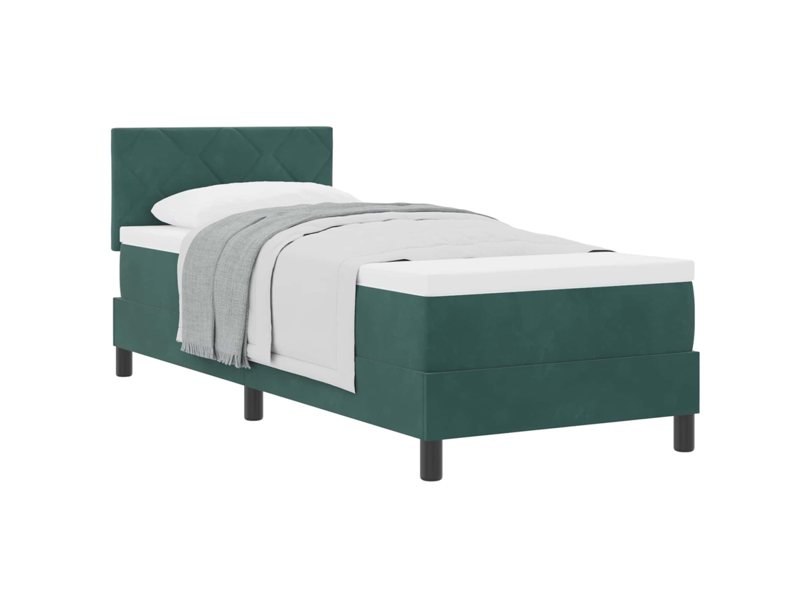 Maison Exclusive - Cama Box Com Cabeceira Verde Escuro 80 X 200 Cm Veludo