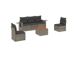 Conjunto de 6 Sofás de Jardim com Almofadões Vime Cinzento MAISON EXCLUSIVE (80x200 cm)
